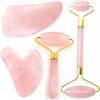 AMHIL Gua sha Scraper Board Natural Crystal Jade Roller Facial Thin Massager Box Skin Slim Pink Stone Guasha Gem Anti Wrinkle Remover Gua Sha Gift Set Tool Massage Tool Set view 2