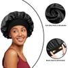 12 Pieces Silk Bonnet for Women Curly Hair Satin Bonnet Hair Wrap for Sleeping Cap with Tie Band (Black) view 2