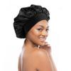 12 Pieces Silk Bonnet for Women Curly Hair Satin Bonnet Hair Wrap for Sleeping Cap with Tie Band (Black) view 4