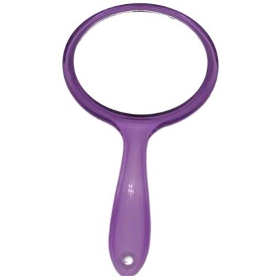 INLIMA Mirror Hand Mirror Double-Sided Handheld Mirror Mirror with Handle Transparent Hand Mirror Rounded Shape Makeup Mirror (Color : Purple)