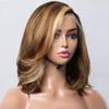 oulaer Short Wave 1b#4/27 Blonde Highlight Lace Wigs Deep Part 13x6 Transparent Lace Human Hair Wig Body Wave Bob Cut Brazilian Remy Hair With Baby Hair Glueless Wig 150% Density 8Inch view 3