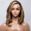 oulaer Short Wave 1b#4/27 Blonde Highlight Lace Wigs Deep Part 13x6 Transparent Lace Human Hair Wig Body Wave Bob Cut Brazilian Remy Hair With Baby Hair Glueless Wig 150% Density 8Inch view 4