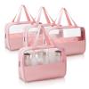 Realand Large Clear Toiletry Bags for Traveling, 4Pcs Waterproof Clear Travel Bags for Toiletries Women Men, Travel Toiletry Bag Set, Transparent Makeup Cosmetic Bag, Pink view 1