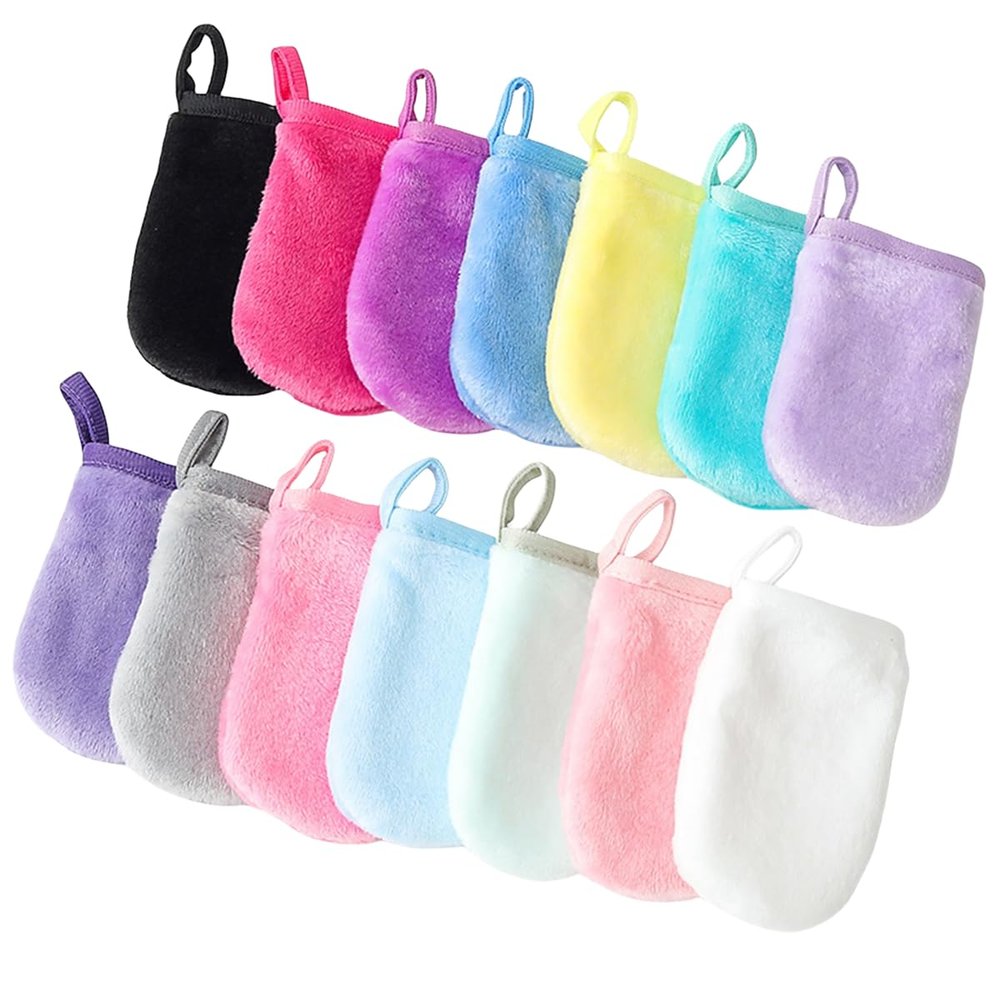 12 pieces Flannel Cleansing Gloves Clear Water Cleansing Finger Cover Facial Makeup Cleansing Gloves