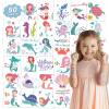 EMOME 50 Sheets Mermaid Tattoos for Kids Girls, Individually Wrapped Temporary Tattoos for Birthday Party Favors Decorations, Ocean Tattoo Stickers for Mermaid Games, Christmas Stocking Stuffers view 1