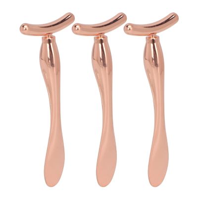 Gavigain 3 Pcs Metal Eye Cream Applicator Wand Stick, T Shaped Massage Stick Set, Face Roller Massager Tool, Professional Women Facial Massager for Reducing Puffiness Wrinkle