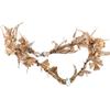 MOSTORY Gold Moon Flower Crown - Handmade Woodland Fairy Headband Forest Elf Headpiece Elven Floral Circlet for Renaissance Halloween Wedding Easter Carnival Cosplay Photo Shoot view 1
