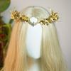 MOSTORY Gold Moon Flower Crown - Handmade Woodland Fairy Headband Forest Elf Headpiece Elven Floral Circlet for Renaissance Halloween Wedding Easter Carnival Cosplay Photo Shoot view 4