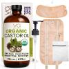 Castor Oil Pack Wrap Kit  USDA Organic, 16 oz Cold-Pressed Hexane-Free Castor Oil in Glass Bottle | Adjustable Cotton Flannel Waist & Neck Wraps | Made in USA | Liver, Abdominal & Detox Therapy view 1