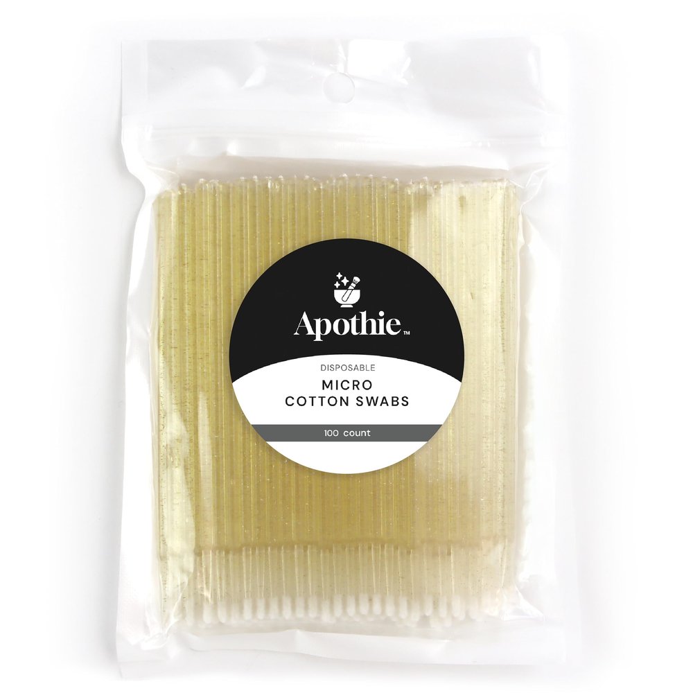 Apothie 100PCS Disposable Micro Applicator Brush (100 Pieces, Yellow Crystal) Lash Glue Microswabs for Eyelash Extensions, Cotton Brush Swab for Applying Makeup, Microfiber Tips