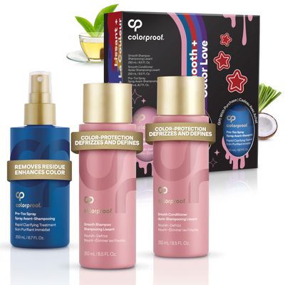 Colorproof Smooth Gift Set Smooth Shampoo and Conditioner (8.5 Fl. Oz.) with Pre-Tox Spray (6.7 Fl. Oz.) Color Safe Shampoo and Conditioner Set for Frizz-Prone, Color-Treated Hair