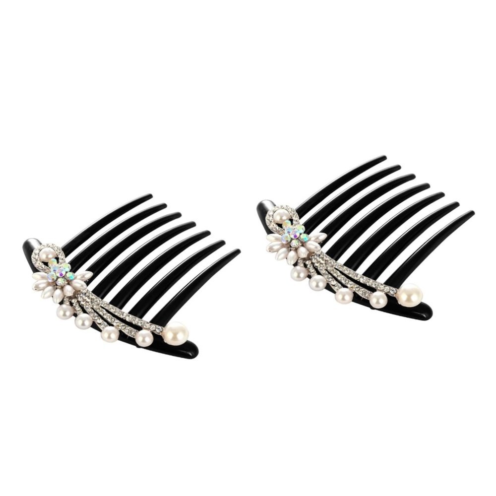 Abaodam 2pcs Imitation Pearl Hair Comb for Women Elegant Floral Rhinestone Headdress for Weddings Dinners Dances and Daily Use Delicate Design for Enhanced Charm and Confidence