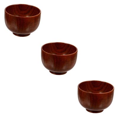 FRCOLOR 3pcs Handmade Shaving Soap Cup Elegant Solid Wood Perfect Present for Men
