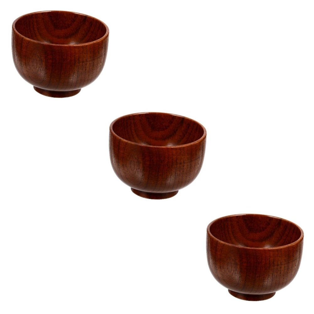 FRCOLOR 3pcs Handmade Shaving Soap Cup Elegant Solid Wood Perfect Present for Men