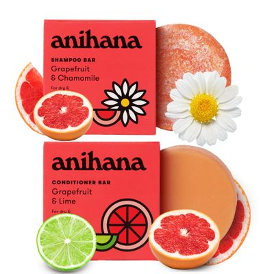 ANIHANA Shampoo and Conditioner Bar Set for Dry Damaged Hair, Safe for Color Treated, Moisturizing, Healthy Looking, Paraben Free
