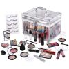 Makeup Kit for Women Full Kit - Eyeshadow Palette, Lipsticks, Lipgloss, Blushes, Contour, Highlighters, Makeup Pencil, False Eyelashes, Re-usable Train Case Gift Set for Teen Girls Starters Pros view 1