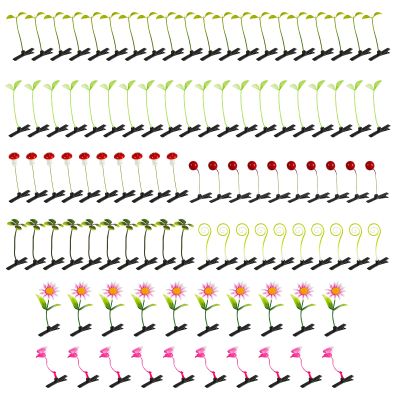 100pcs Sprout Clips, Funny Bean Sprout Hair Clips Butterfly Mushroom Plant Hairpins Hair Accessories for Women Girls Party