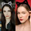 Ondder 6 Pack Leopard Cat Ears Headbands for Women, Animal Ears Headband, Fuzzy Spa Headband for Washing Face, Cute Head Band for Cosplay, Costume, Skincare view 3