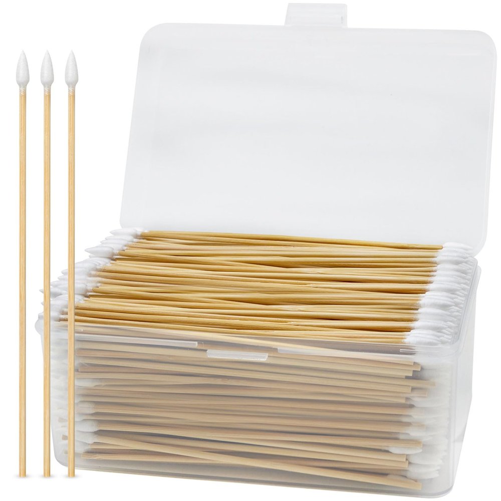 500PCS Gun Cleaning Swabs with Bamboo Handles in Storage Box - for Firearm Maintenance - Highly Absorbent, Lint-Free Gun Cleaning Supplies