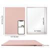 ZBEIVAN 12x9 Inches Portable Folding Makeup Mirror, Frameless PU Leather Desk Mirror with Stand for Camping Travel Tabletop Personal, Pink view 2