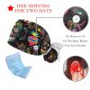 2 Pcs Working Caps with Buttons and Ribbon Tie, Mexican Sugar Skull Bouffant Hats Scrub Caps Women Long Hair view 3