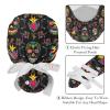 2 Pcs Working Caps with Buttons and Ribbon Tie, Mexican Sugar Skull Bouffant Hats Scrub Caps Women Long Hair view 4