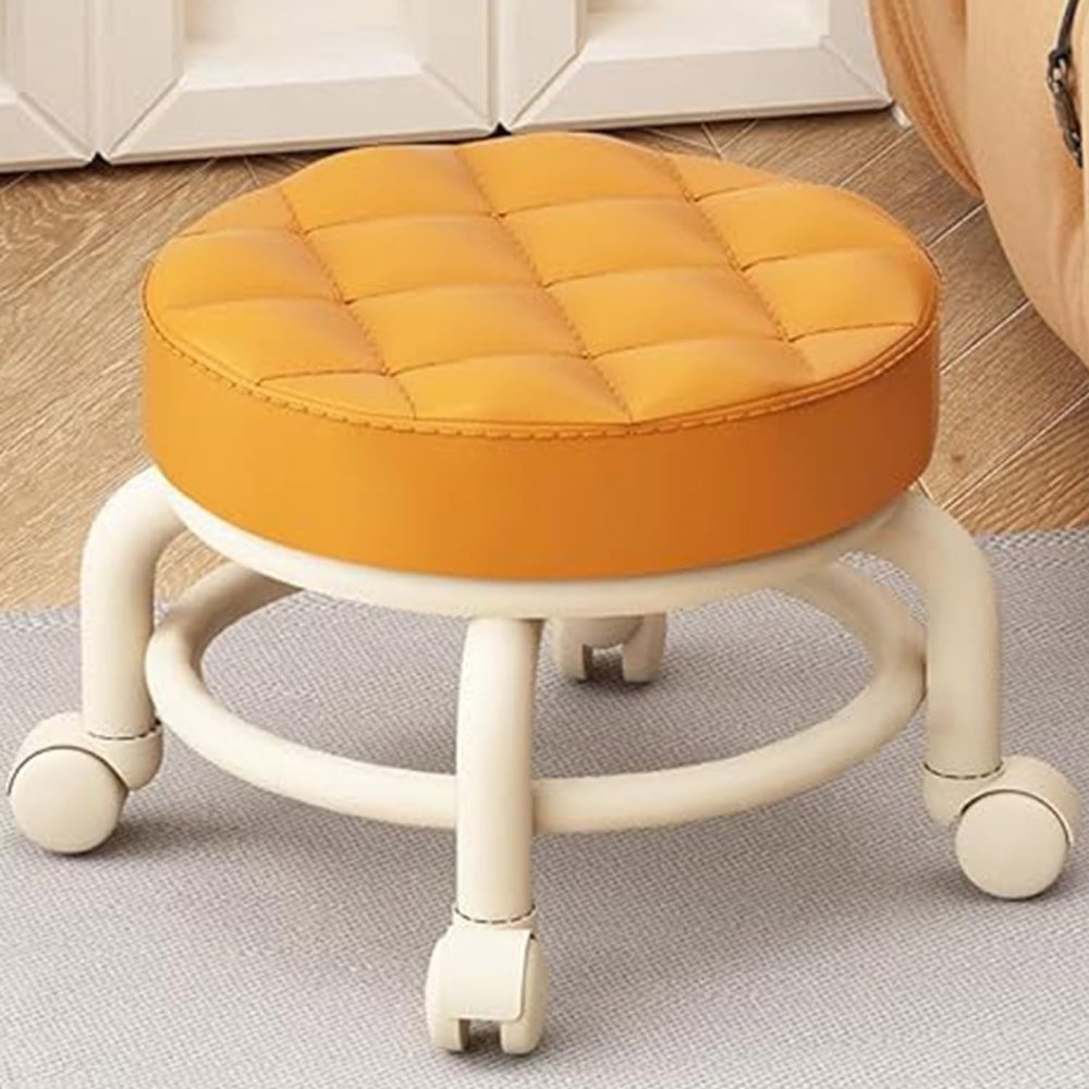 Aetherix Low Stool with Wheels, Pedicure Chair for Nail tech Low Rolling Stool, Shoe Changing Makeup Cleaning with Wheels, Pedicure, Massage SPA and Home, Low Seat with Wheels