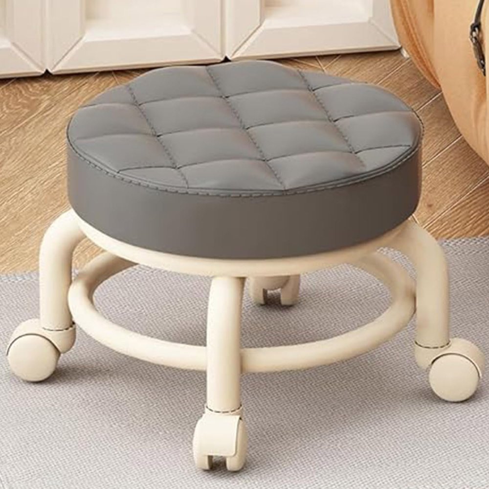 Aetherix Low Stool with Wheels, Pedicure Chair for Nail tech Low Rolling Stool, Shoe Changing Makeup Cleaning with Wheels, Pedicure, Massage SPA and Home, Low Seat with Wheels