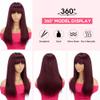 Rebecca Fashion 99J Burgundy Straight Wig with Bangs Human Hair Silky Straight Bang Wig Glueless Minimalist 2.75x1 Lace Scalp Wig for Women Glueless Wear and Go Wigs Brazilian Remy Hair 18 Inch view 4
