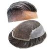 USA Transparent French Lace Mens Toupee Hairpieces Human Hair Replacement Bleached Knots Swiss Lace Front Wigs Toupee for Men Dark Brown Gray Hair System Unit 7''X9'' #340 120% Density view 1