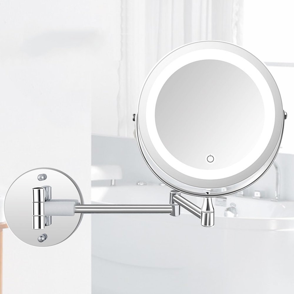 1x/10x Magnification Illuminated Vanity Mirror 360 Degree Rotating Bathroom Vanity Mirror with USB Charging Cord Diameter 7 Inches