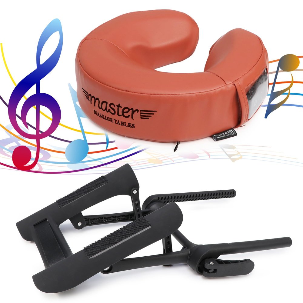 Master Music Crescent Round High Fidelity Sound Face Cradle Cushion with Face Cradle- Bluetooth Massage Pillow for Massage Table (ErgoCaptain Deluxe Face Cradle, Cinamon)