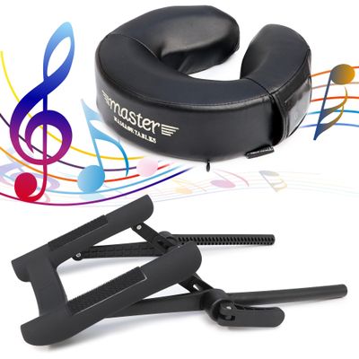 Master Music Crescent Round High Fidelity Sound Face Cradle Cushion with Face Cradle- Bluetooth Massage Pillow for Massage Table (ErgoCaptain Deluxe Face Cradle, Black)