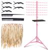 [Metal] 120-Peg Braiding Hair Rack Standing, with Tray Hair Extension Holder Hanger, Hair Divider Rack for Braiding Hair Separator Stand, Hair Braiding Rack Display Stand Hairstylist Braiders, Pink view 1