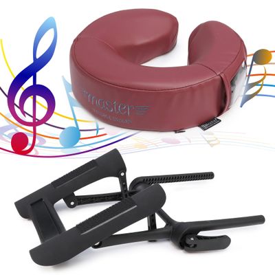 Master Music Crescent Round High Fidelity Sound Face Cradle Cushion with Face Cradle- Bluetooth Massage Pillow for Massage Table (ErgoCaptain Deluxe Face Cradle, Burgundy)