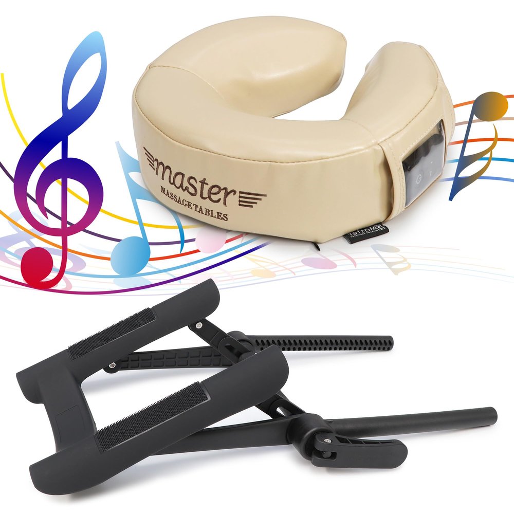 Master Music Crescent Round High Fidelity Sound Face Cradle Cushion with Face Cradle- Bluetooth Massage Pillow for Massage Table (ErgoCaptain Face Cradle, Luster Vinyl)