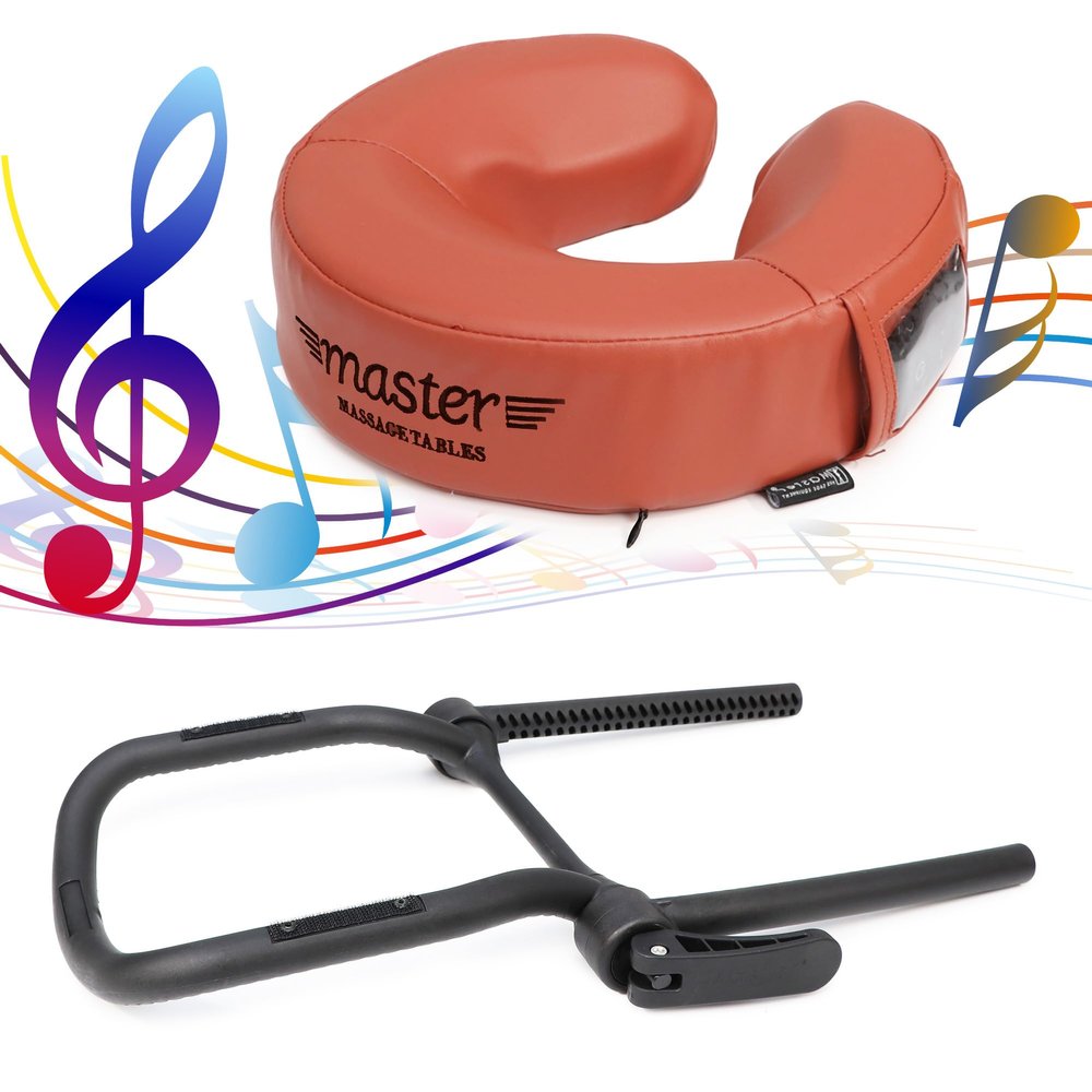Master Music Crescent Round High Fidelity Sound Face Cradle Cushion with Face Cradle- Bluetooth Massage Pillow for Massage Table (Simplicity Face Cradle, Cinamon)