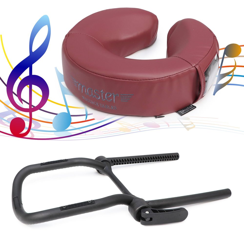 Master Music Crescent Round High Fidelity Sound Face Cradle Cushion with Face Cradle- Bluetooth Massage Pillow for Massage Table (Simplicity Face Cradle, Burgundy)