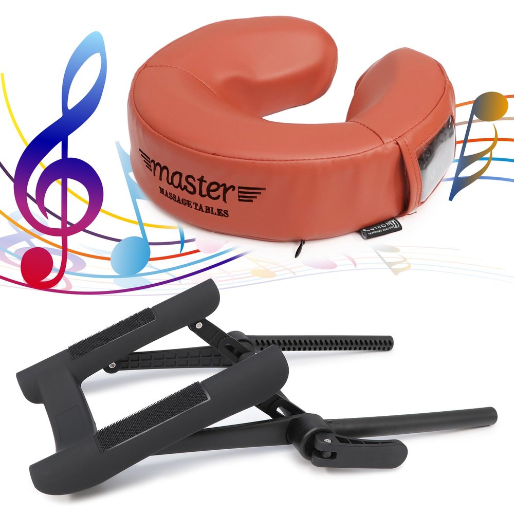 Master Music Crescent Round High Fidelity Sound Face Cradle Cushion with Face Cradle- Bluetooth Massage Pillow for Massage Table (ErgoCaptain Face Cradle, Cinamon)