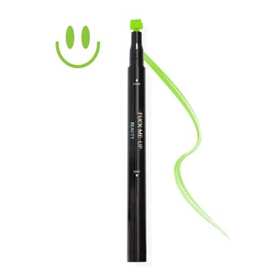 FMU Beauty UFO Body Art Stamp + Pen Liner for Bright Colorful Festival Makeup (Happy Place - Green Smiley)