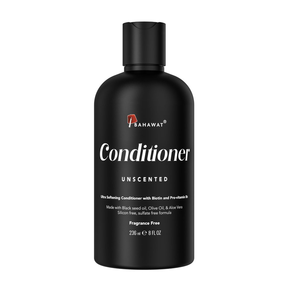 BAHAWAT Beard Conditioner - Unscented - 8 fl. oz. - Sulfate free - with biotin, provitamin B5, Blackseed oil, Jojoba Oil, Natural Ingredients for a Gentle, Deep Cleanse-Strengthening Wash