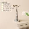 Leaf Shave | Leaf Twig Razor Set, Includes Twig Razor, Matching Stand, 50-Pack Single-Edge Blade Refills, and Blade Bank - Rose Gold view 2