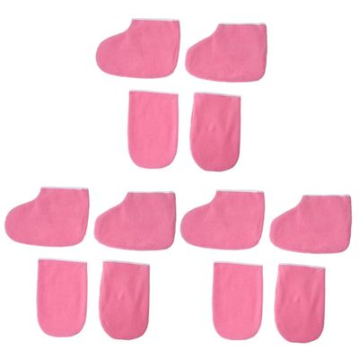 Beavorty 6pairs Paraffin Wax Mitts and Booties Heat Preservation Gloves for Manicure Pedicure of Gloves of Foot Strap Cozy Cloth Design for Wax Treatments Color