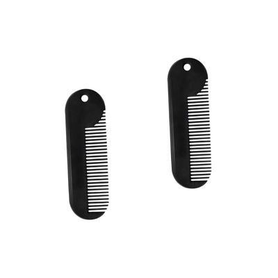 FOMIYES 2pcs Zinc Alloy Beard Comb Portable Styling Tool for Men for Neckline and Grooming and Rustproof Compact Design for Travel Black