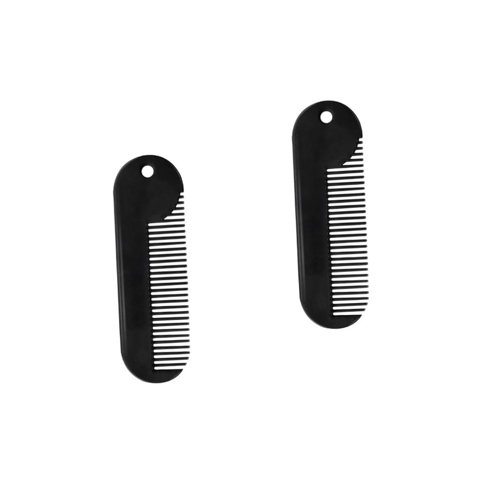 FOMIYES 2pcs Zinc Alloy Beard Comb Portable Styling Tool for Men for Neckline and Grooming and Rustproof Compact Design for Travel Black
