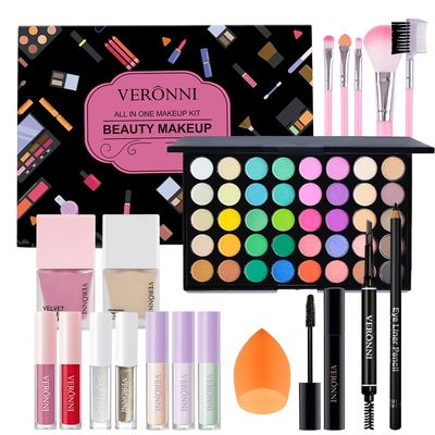 Makeup Kit for Women Full Kit, All in one makeup kit with Eyeshadow Eyeliner Eyebrow Lip Gloss Face Makeup & Brushes Full Starter Cosmetics Set For Women (Set A)