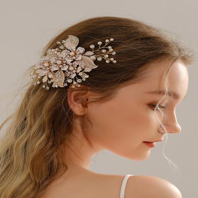JWICOS Wedding Hair Clip Rhinestone Gold Bridal Hair Comb for Women Wedding Hair Accessories for Brides Bridal Hair Piece Headpiece for Women and Girls (Gold)