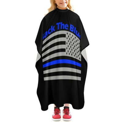 Back The Blue Police Line US Flag Barber Cape Professional Haircut Apron Cute Hair Cutting Cape for Boys Girls