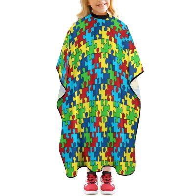Autism Awareness Puzzle Kids Barber Cape Cute Hair Cutting Cover Hairdressing Salon Apron Gown for Girls Boys