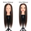 ZOMOI Mannequin Head 70% Human Hair 28"Cosmetology Practice Mannequin Head with Hair Makeup Doll Head for PracticeNo makeup 4# view 2